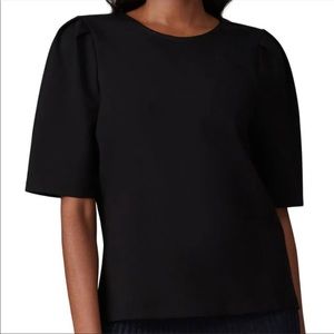J.Crew Puff-sleeve Ponte Top - Black Size M